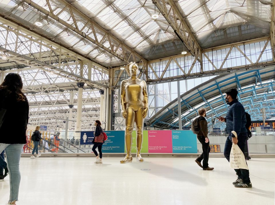 Thomas J Price - proposed Windrush Monument in situ at Waterloo Station, London