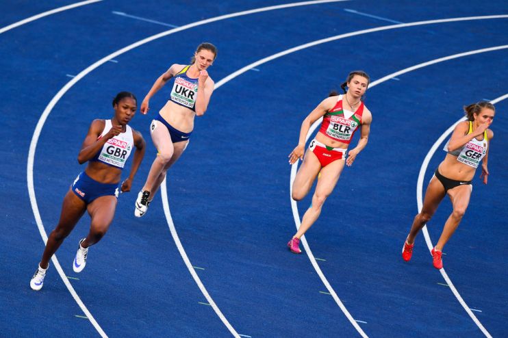 Krystsina Tsimanouskaya (second from the right) alleges she was kidnapped by officials from Belarus at the Tokyo 2020 Olympics