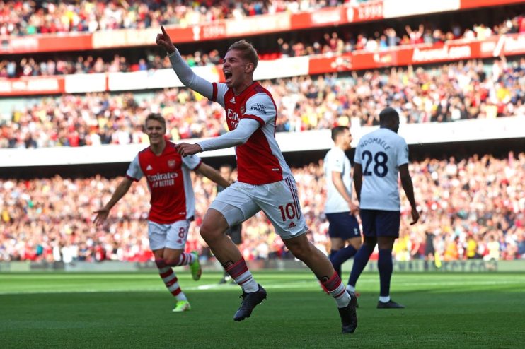 Emile Smith Rowe scores Arsenal's first in their 3-1 win over Tottenham