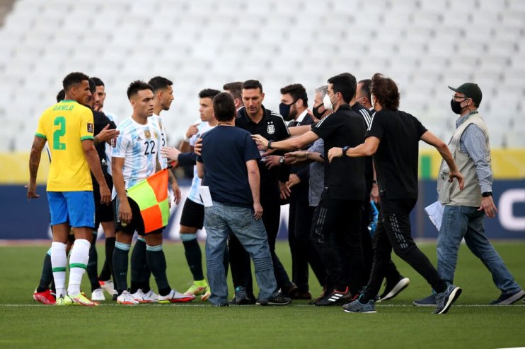 The Brazil v Argentina match was only a few minutes in when health officials demanded the removal of three Argentina players