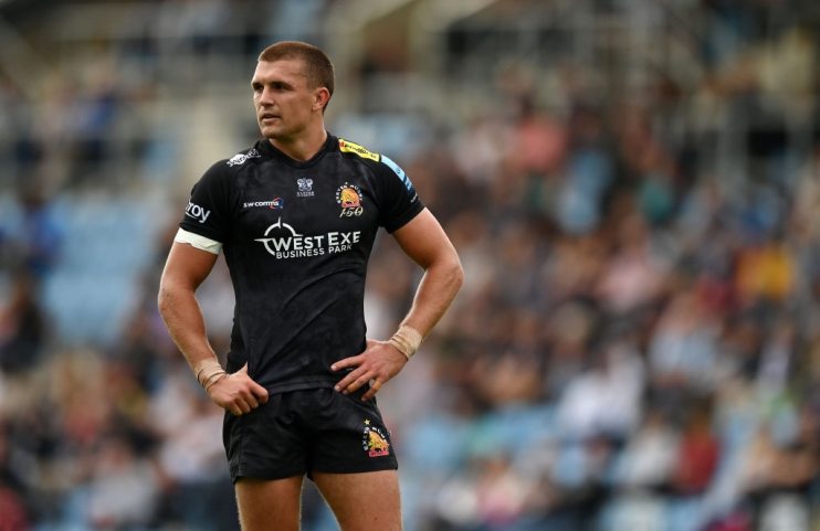 The new front of shirt sponsor featuring on England and Exeter player Henry Slade's shirt