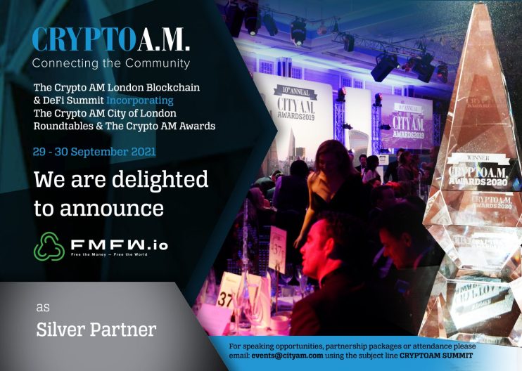 FMFW.io will be a Silver Partner and participant in the upcoming Crypto AM Summit and Awards 2021 event that will take place on September 29 and 30.