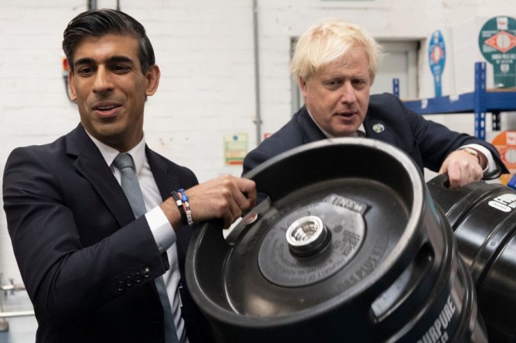 Johnson And Sunak Visit Brewery In South East London