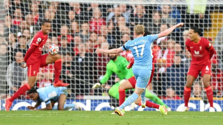 Kevin De Bruyne snatched a draw for Manchester City at Liverpool in a Premier League game they should have won yet almost lost