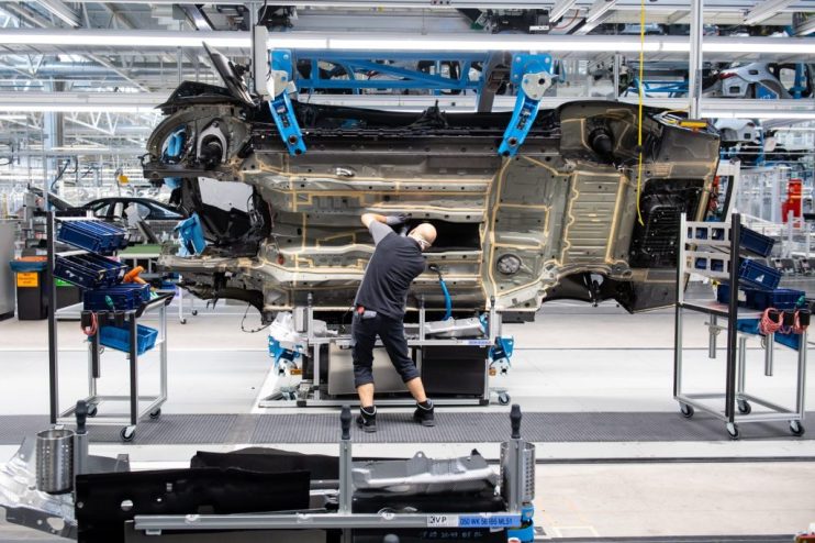 The number of cars produced in the UK last month remains mired at nearly half of pre-pandemic levels as the industry grapples with shortages of key components like semi-conductors.