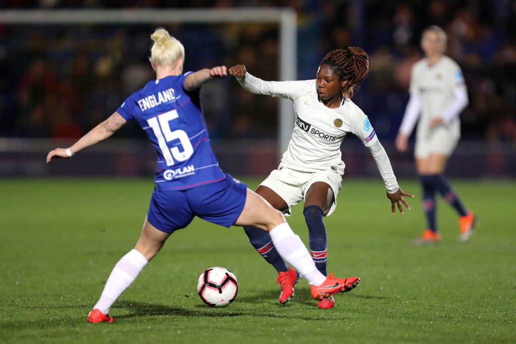 Aminata Diallo (right) has been arrested following an alleged attack on her PSG team-mate Kheira Hamraoui