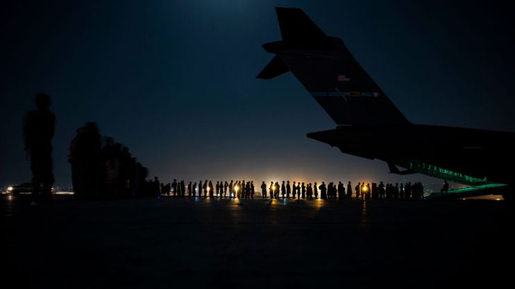 Hamid Karzai International Airport in KabulEvacuated