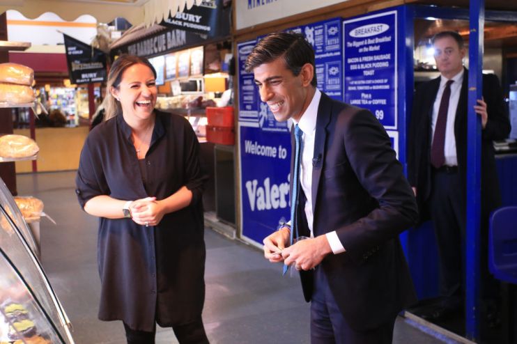 Rishi Sunak Visits Market In Bury, Greater Manchester