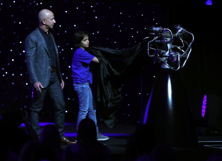 Blue Origin Founder Jeff Bezos Makes Announcement At Satellite 2019 Conference In DC