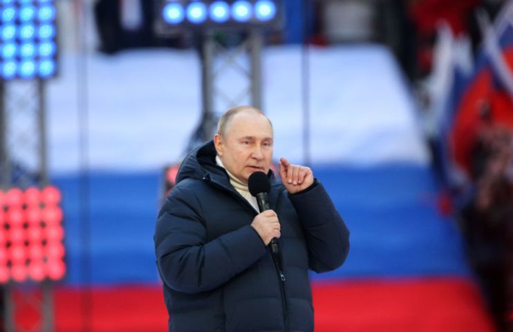President Putin Addresses Supporters On Anniversary Of Annexation Of Crimea