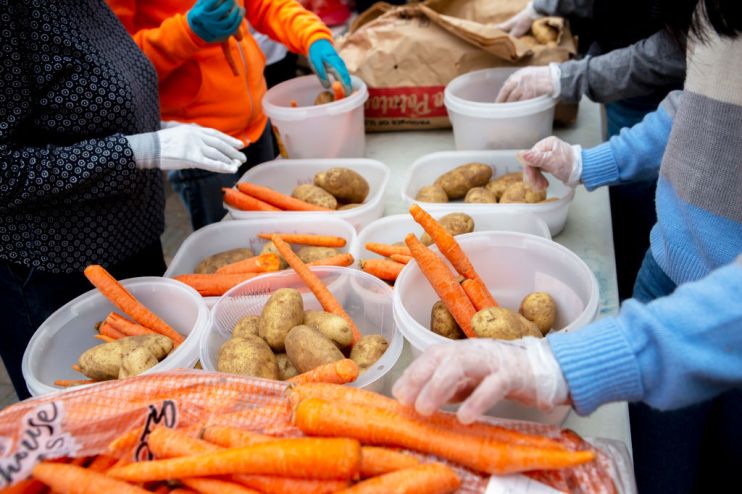 The carrots and potatoes offered by the SF-Marin Food Bank at the Richmond Neighborhood Center on Thursday, April 25, 2019, in San Francisco, Calif.