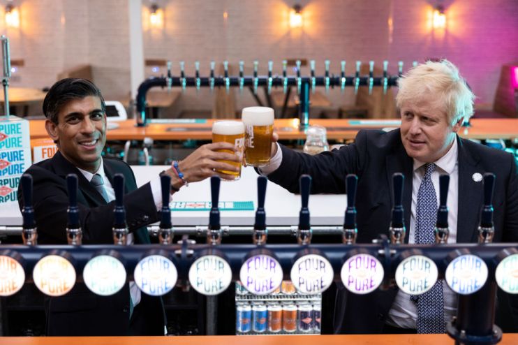 Johnson And Sunak Visit Brewery In South East London