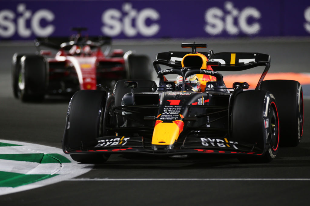 Max Verstappen in the Oracle Red Bull beat Charles Leclerc of Ferrari in the F1 Grand Prix of Saudi Arabia.