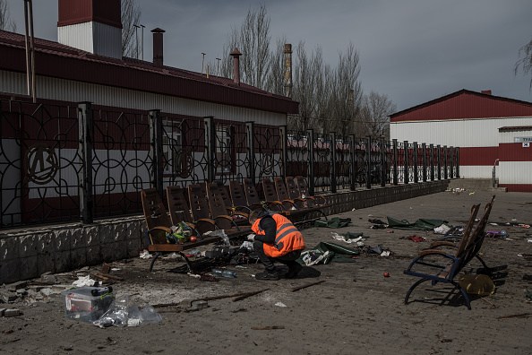 Russian missile strike on Kramatorsk railway station in Ukraine