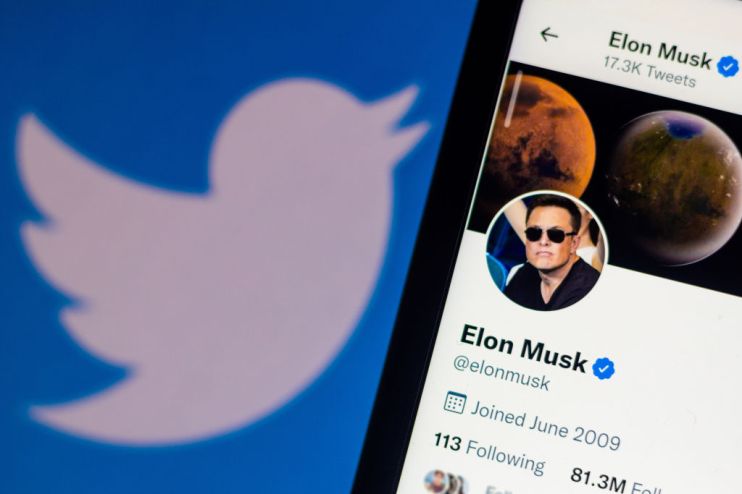 In this photo illustration, the official profile of Elon