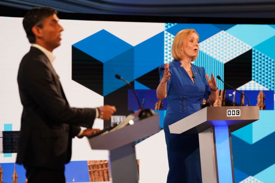 Rishi Sunak And Liz Truss Take Part In The BBC Leadership Debate