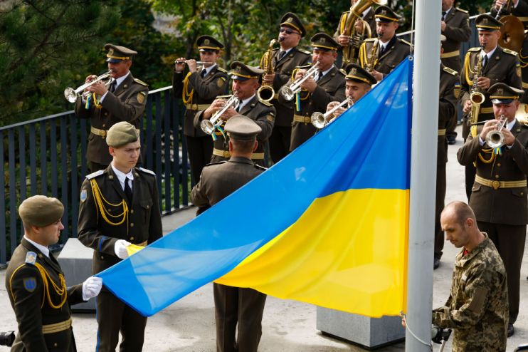 Flag Raising At Heroes Of The Heavenly Hundred Memorial In Lviv