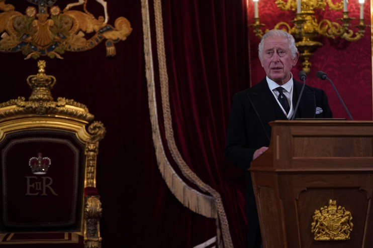 King Charles III during the Accession Council at St James&rsquo;s Palace, London, where King Charles III is formally proclaimed monarch. Charles automatically became King on the death of his mother, but the Accession Council, attended by Privy Councillors, confirms his role. Picture date: Saturday September 10, 2022. (PA Wire/PA Images: Victoria Jones)