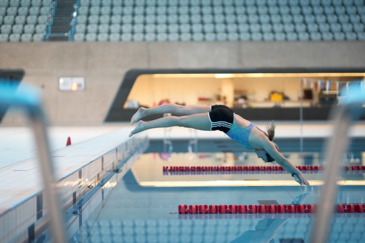 Dive into indoor pool