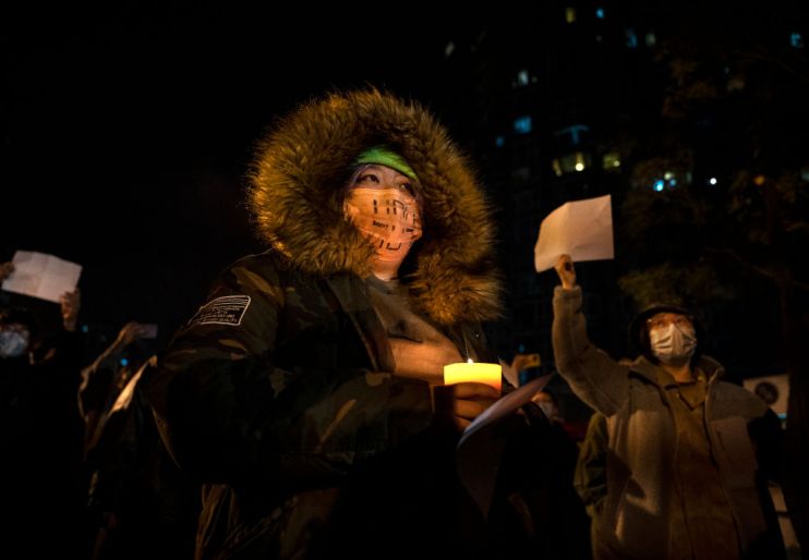 Protest in Beijing Against China Covid Measures