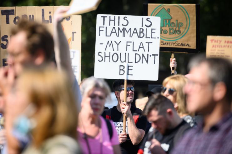 UK Cladding Action Group Hold Protest At Parliament