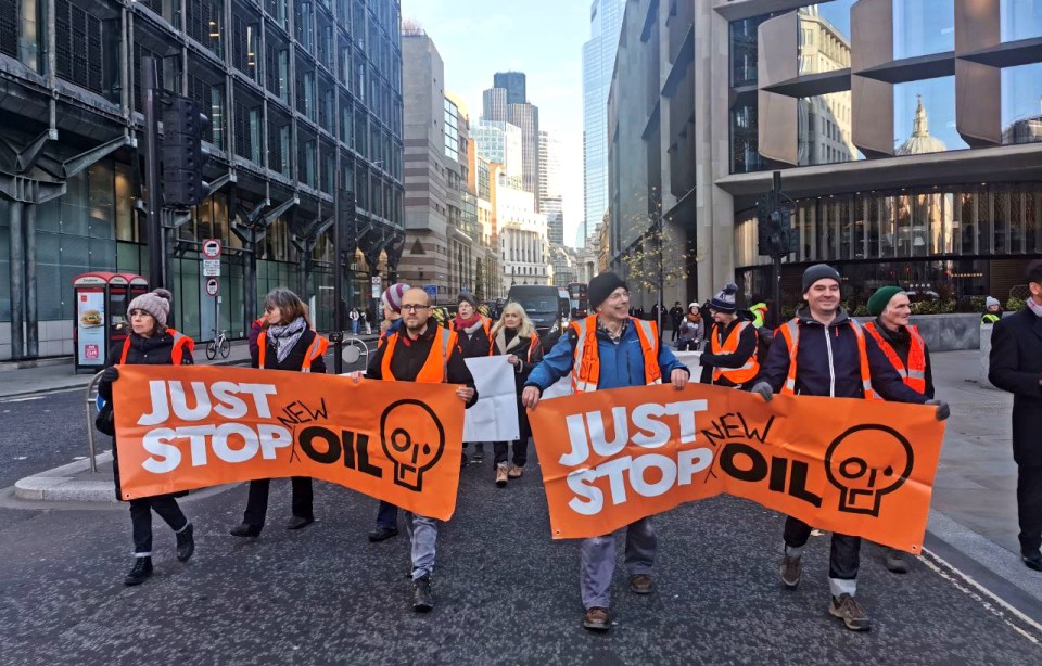 Just Stop Oil walking through Canada, protesting