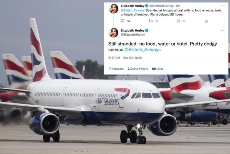 Actress Elizabeth Hurley is one of the thousands of people left stranded following a technical glitch to British Airways&rsquo; long-haul flights.&nbsp;