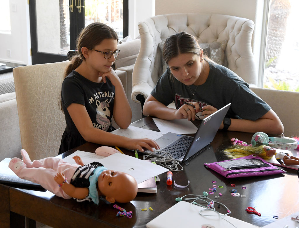 Las Vegas Students And Teachers Conduct Distance Learning As School Year Begins