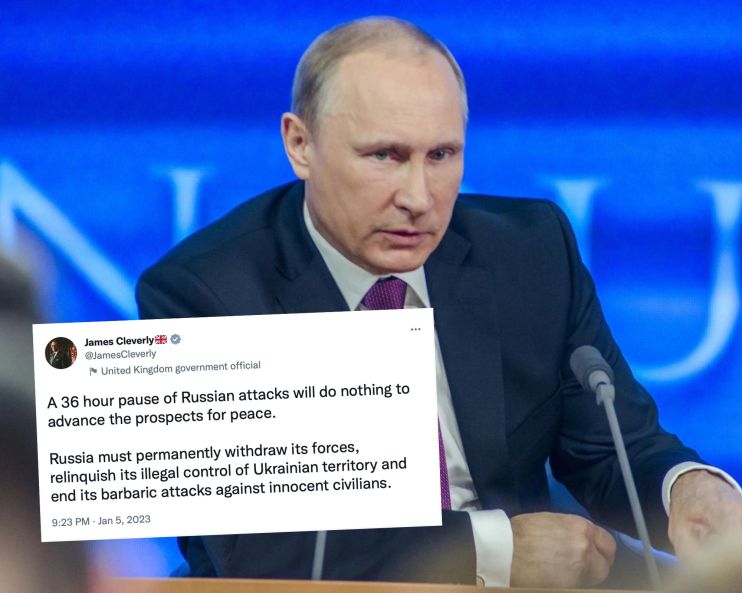 Vladimir Putin and the tweet from UK foreign sec James Cleverly