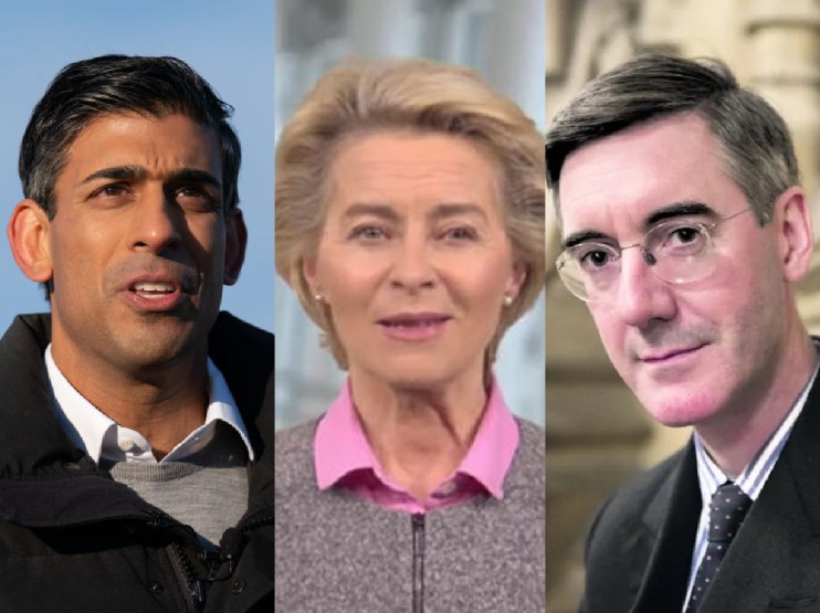 Rishi Sunak, Ursula von Der Leyen and Jacob Rees-Mogg