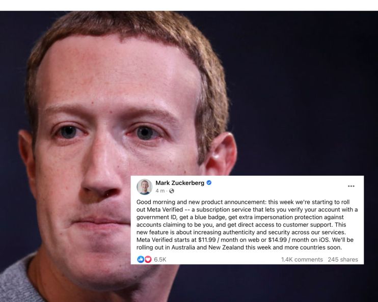 Mark Zuckerberg and his facebook message