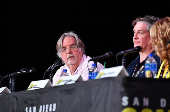 Matt Groening and Al Jean speak at "The Simpsons" Panel during 2019 Comic-Con International at San Diego Convention Center on July 20 (Photo by Amy Sussman/Getty Images)