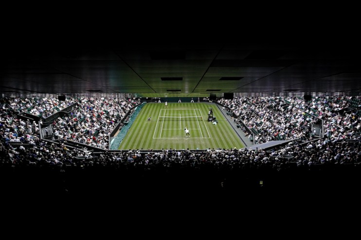 Centre court at the All England Lawn Tennis and Croquet Club, Wimbledon.