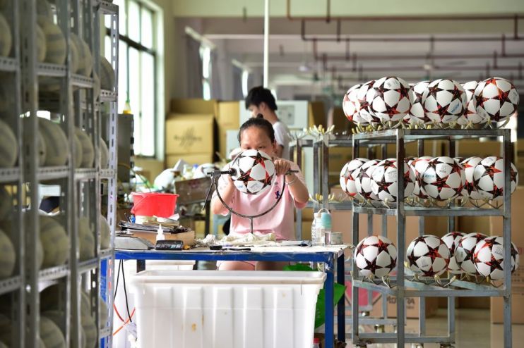 Workers Process Additional Football Orders From Overseas Customers In Yiwu