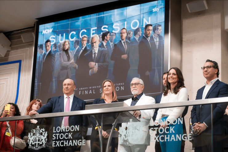 Succession star Brian Cox opening the London Stock Exchange