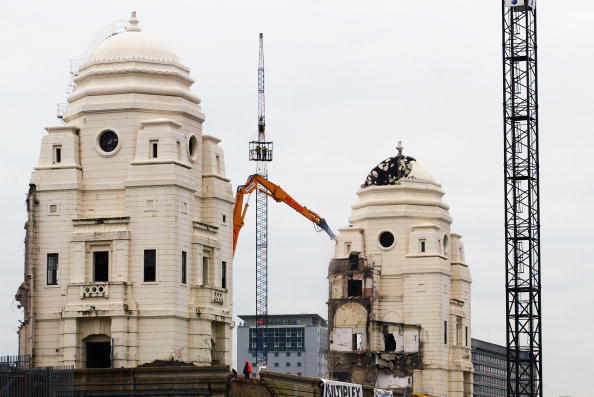 The famous Twin Towers are slowly demolished