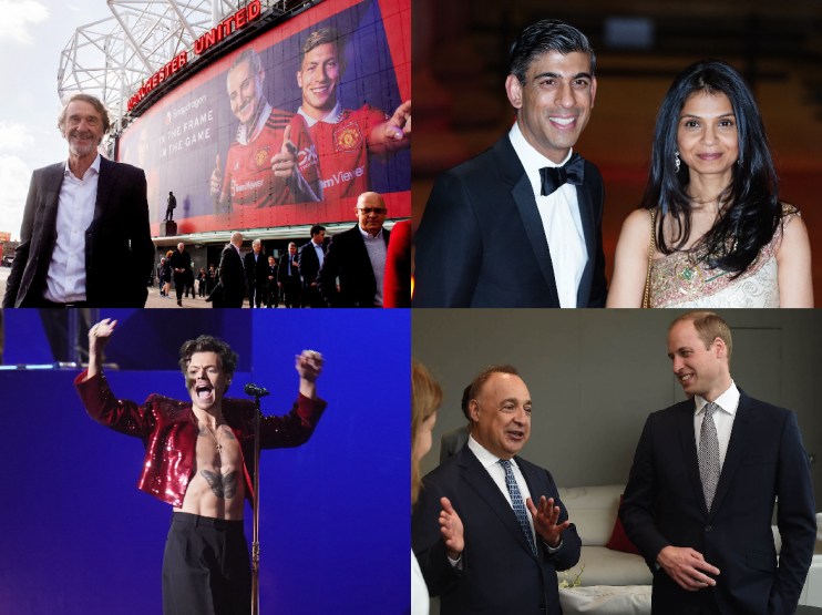 Sir Jim Ratcliffe, Rishi Sunak and his wife Akshata Murty, Harry Styles and Len Blavatnik