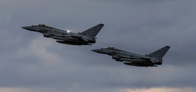 Typhoons at dusk (RAF on Flickr/- &copy;MoD Crown Copyright 2016)