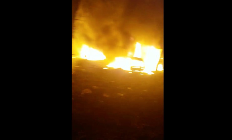 Ukraine: Screenshot from video on Twitter purporting to show the aftermath of the missile attack