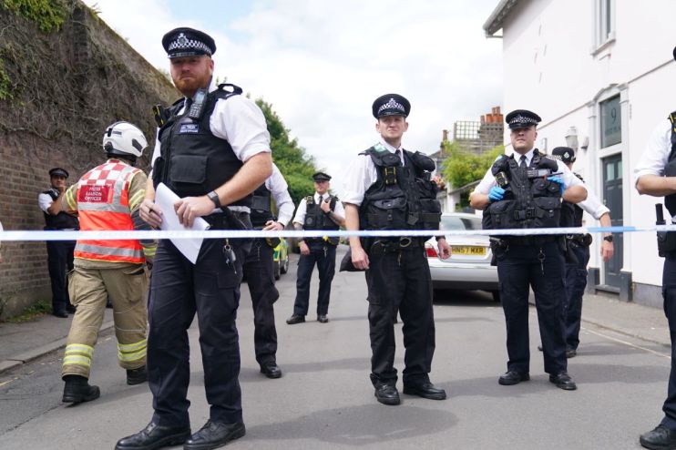 Scenes in Wimbledon, south London, where a car has collided with a primary school building. Officers, firefighters and paramedics, including London&rsquo;s Air Ambulance, responded to the incident at around 9.54am on Thursday. Picture date: Thursday July 6, 2023. PA Photo. See PA story POLICE School. Photo credit should read: Victoria Jones/PA Wire