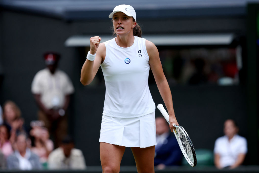 Iga Swiatek overcame a scare to progress through to the quarter-finals of Wimbledon for the first time last night on Centre Court.