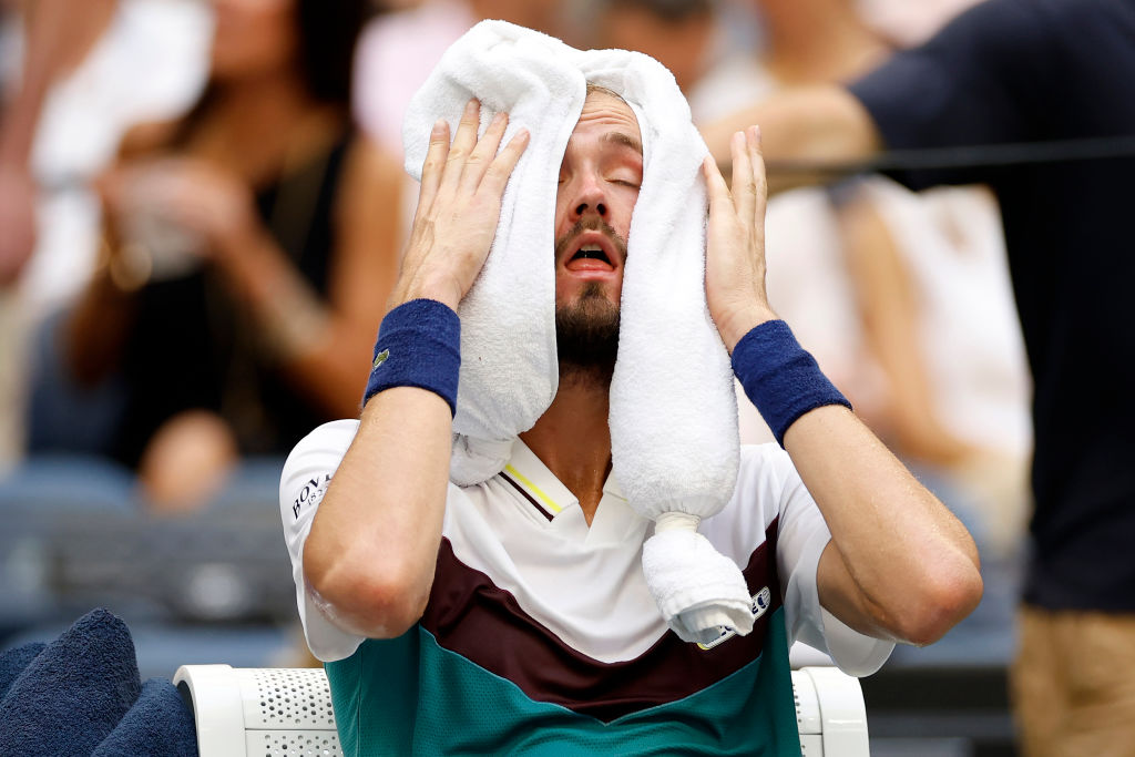 The US Open heat got to Daniil Medvedev during his win over Andrey Rublev