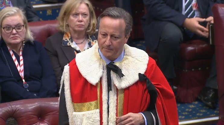 Video grab of the introduction of Lord Cameron of Chipping Norton at the House of Lords, London. Former prime minister David Cameron was elevated to the House of Lords after being appointed Foreign Secretary. Picture date: Monday November 20, 2023. PA Photo. See PA story Politics Cameron. Photo credit should read: House of Lords/UK Parliament/PA Wire