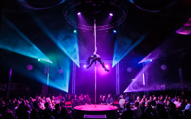 La Clique plays in the Spiegeltent in Leicester Square