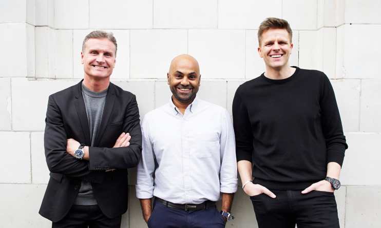 Whisper Films founders David Coulthard, Sunil Patel and Jake Humphrey.