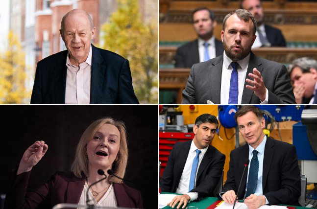 Clockwise from top left: Damian Green, Jonathan Gullis, Rishi Sunak (L) and Jeremy Hunt, and Liz Truss. Photos: PA