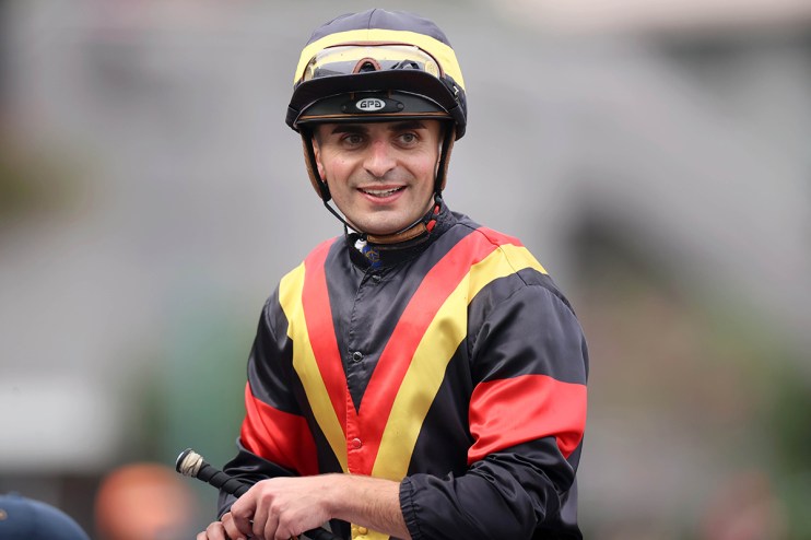 Andrea Atzeni celebrates with David Hayes after My Mars wins, ending the stables 56-race losing streak at Lucky Stars event.
