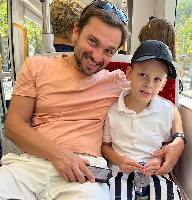 Dan Harris and his son in a bid to raise autism awareness in a campaign called 'TheJoshieMan' earlier this year