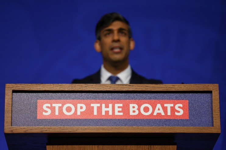 Prime Minister Rishi Sunak speaks during a press conference in Downing Street, London. Mr Sunak will urge peers to back his Rwanda plan ahead of crunch votes on the legislation aimed at making the plan to send asylum seekers on a one-way trip to Rwanda legally watertight. Picture date: Monday April 22, 2024. PA Photo. See PA story POLITICS Sunak. Photo credit should read: Toby Melville/PA Wire
