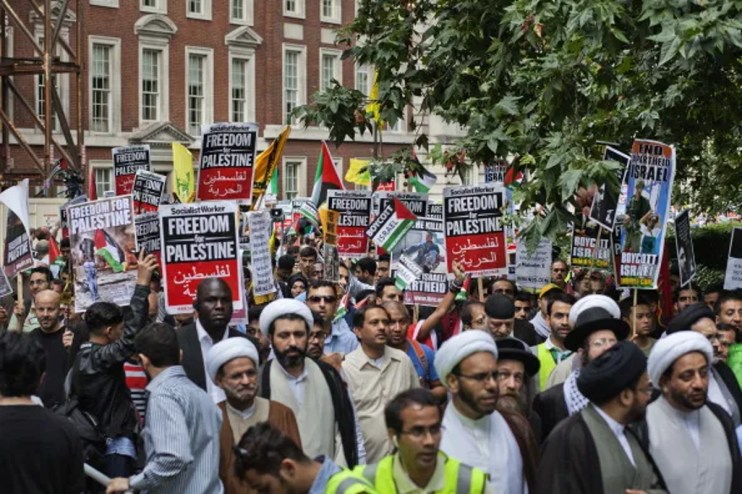 The Home Office has urged the Met Police to &ldquo;take a zero tolerance approach to any law breaking&rdquo; during the annual pro-Palestine Al Quds march in London on Friday. Photo: Getty